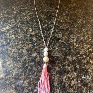 Tracy Negoshian Peach Beaded Multi-Tassel Nickless